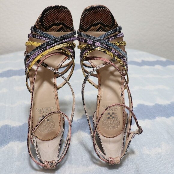 Vince Camuto WINIVEY Strappy Block Heel Sandals 8.5 Multicolor Snake Print - Picture 9 of 11